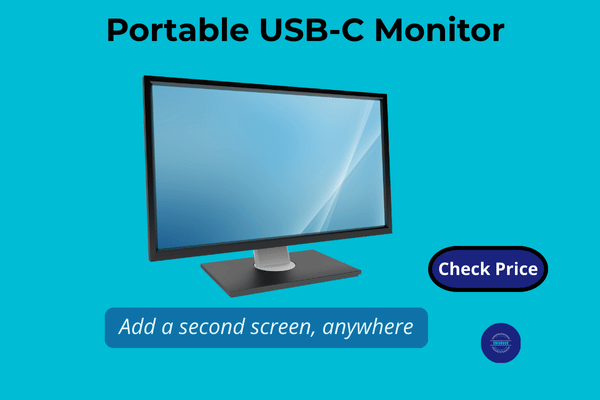 Portable USB-C monitor that can be connected to a laptop, to provide a lightweight second screen for work anywhere