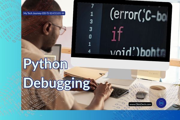 An image showing someone on a workspace typing on keyboard with an error texts on the screen depicting occurrence of Python error message and attention to resolve it.